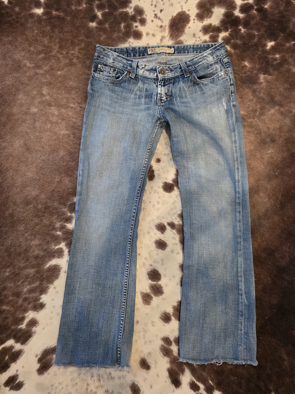 BKE Stella Stretch Jeans 29x31 Y2K Low Rise Bootcut Flare Raw Hem